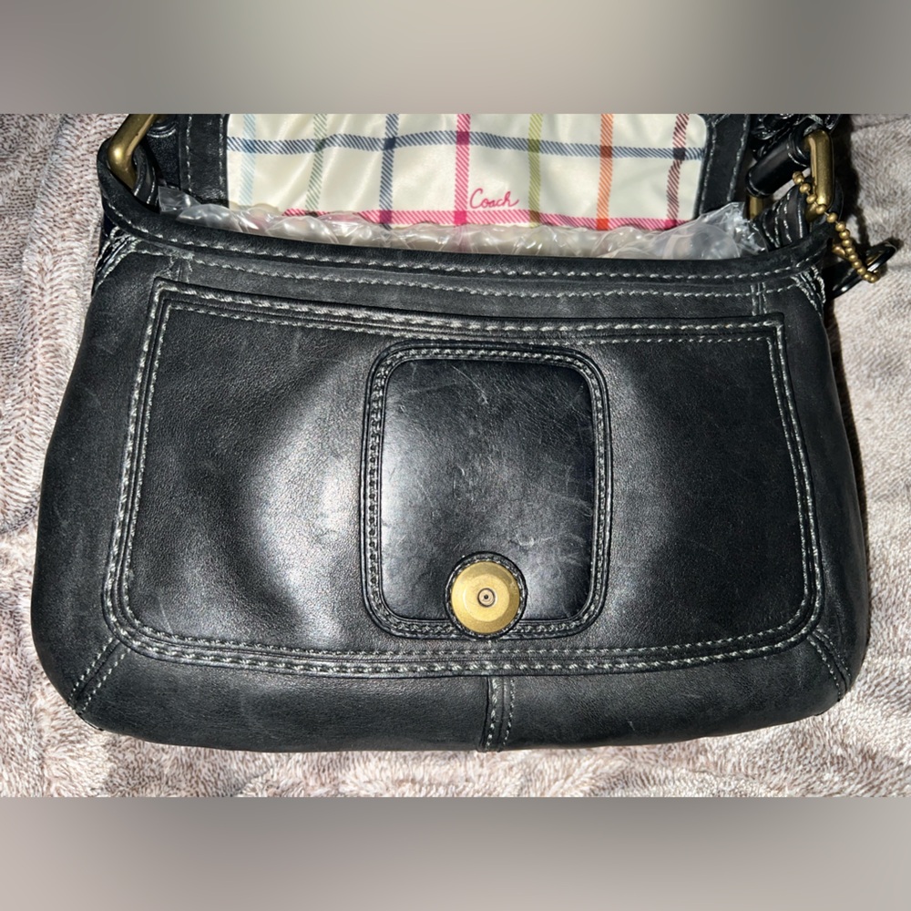Coach Bleecker Legacy Tattersall Flap Shoulder Bag Black 11427 Y2K vintage EUC - Picture 11 of 16